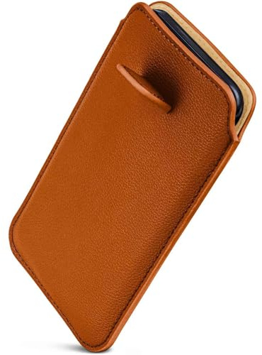 ONEFLOW Liberty Case für Motorola Edge 50 Neo Handy Einsteckhülle mit Rückzugfunktion, PU Leder Handytasche, Schutzhülle mit Lasche, Sleeve Etui Hülle zum Einstecken, Braun