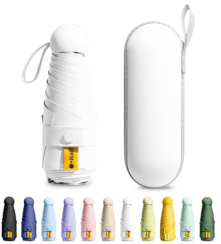 MPXEAVG Kompakter Regenschirm, Mini Schirm, Schirm UV Schutz, Regenschirm Damen Klein, Ultraleicht, Sonnenschirm Tragbar