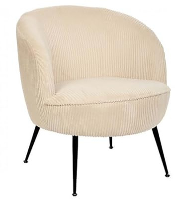 PEGANE Fauteuil Club avec Pieds métal Noir, Coloris Beige - Longueur 63 x Profondeur 69 x Hauteur 71 cm