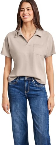 Street One Kurzarm Poloshirt mit Glitzer Clay Sand 42