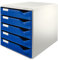 Leitz Post-Set mit 5 Schubladen, Schubladenset zur Aufbewahrung von Dokumenten und Büromaterialien, Blau, 52800035