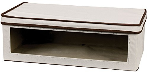 Household Essentials 514 Vision Storage Box - Natural Canvas with Brown Trim - Large