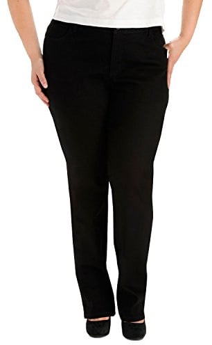 Lee Women's Plus Size Instantly Slims Classic Relaxed Fit Monroe Straight Leg Jean, Black, 24 Plus