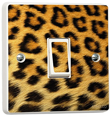 Pack of 2 Leopard Print Single Light Switch Stickers - Home Decor Light Switch Sticker Designs - self-adheisve Vinyl Cover Skin