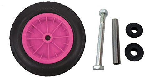 KetoPlastics PU 16 Puncture Proof PINK Wheelbarrow Wheel Tyre 4.80/4.00-8 foam filled + AXLE