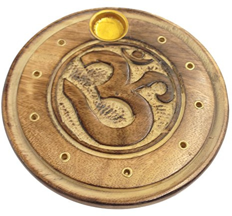 OM Holz rund 10 cm, Räucherstäbchenhalter