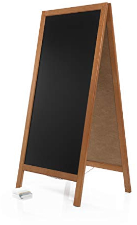 AZZAP Kundenstopper 120cm Holz Tafel Aufsteller Werbetafel Standtafel Schreibtafel Holztafel Werbung Hellbraun