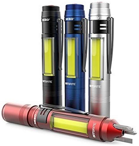 NEBO-IPROTEC BRITBRITE-Linterna 40LM con Destornillador, Blanco, Estandar