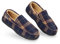 Dunlop Zapatillas Casa Hombre, Pantuflas Estilo Mocasines Cerradas, Zapatillas de Casa Invierno Calientes Suela de Goma Dura, Regalos Originales para Hombre (Azul Marino/Mostaza,43)