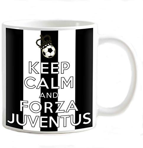 csm informatica Tazza Mug personalizzabile Keep Calm e Forza BIANCONERI con corona e pallone fantasia strisce Compatibile per il tifoso bianconero