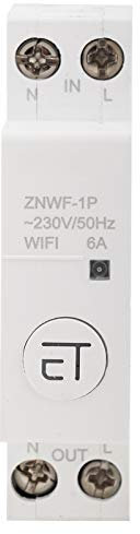 Interruptor Remoto Inteligente Interruptor de Temporizador de Disyuntor WIFI Inteligente para Caja de Distribución 1P AC230V 50Hz IP20(1P 6A)