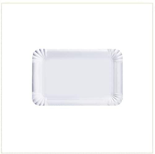 Vassoio di Cartone Bianco per Pasticceria - Pacco da kg. 10 (Circa 153pz) - Formato cm. 19,5x27,5 cm Mis. 3L - Vassoi rettangolari monouso Utilizzabili per servire Dolci, pasticcini, Torte