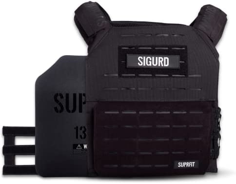SUPRFIT - Sigurd 3D Gewichtsweste mit 2 x 6.2 kg für Calisthenics, Krafttraining & Crossfit - Verstellbare Weight Vest für bis zu 17 kg - Unisex Trainingsweste mit Gewichten - Weighted Vest Schwarz