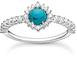 THOMAS SABO Ring türkiser Stein mit weißen Steinen 925 Sterling Silber TR2344-405-17-48