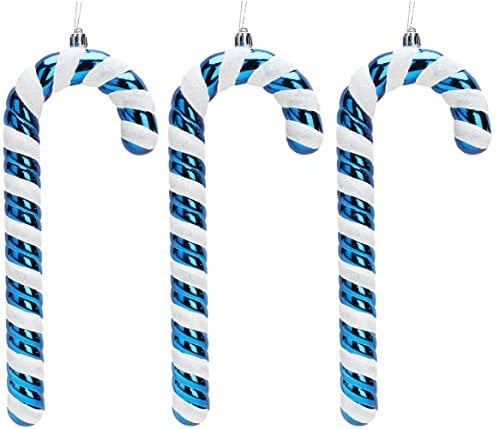 Christmas Concepts® Pack of 3–250mm (10) Extra Large Candy Cane Baubles – Shiny & Glitter Decorated – Christmas Decorations (Midnight Blue)