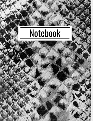 Snake Skin Notebook: Black and White Snake Skin Pattern, Softcover, Large 8.5 x 11, 100 pages