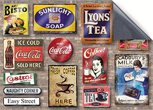 Stick & Go Repositionable Self Adhesive Dolls House Wallpaper 1:12 Scale (1 Sheet) - Vintage Signs - No. 175