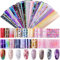 Duufin 200 Sheets Nail Art Foil Transfer Sticker Starry Sky Stars Laser Nail Foil Sticker for Nail Art Decoration DIY and Salon, Mixed Style