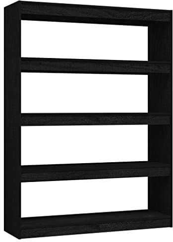 vidaXL Massivholz Kiefer Bücherregal Raumteiler Standregal Aktenregal Raumtrenner Regal Wandregal Büroregal Mehrzweckregal Schwarz 100x30x135,5cm