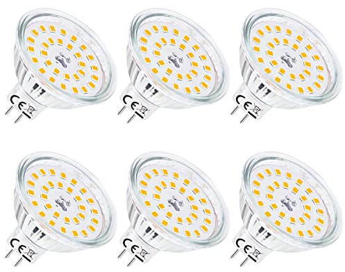 SanGlory MR16 GU5.3 LED Warmweiß 6W ersetzt 60W Glühlampe, 600LM, 2700K, Energiesparlampe MR16 Spot, 120° Abstrahlwinkel Reflektor Lampen Sockel GU5.3, Nicht Dimmbar, 6er Pack