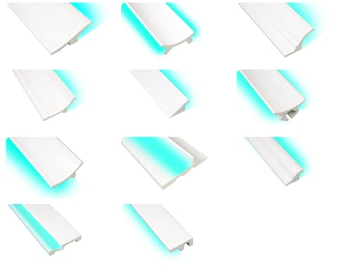 INOSAR - LED Sockelleisten und Deckenleisten - Indirekte Beleuchtung in modernen Design - lichtundurchlässig - robust - Profil - Stuckprofil - Deckenprofil - INO-12-8,5m je - 170 x 8,5 x 9,5 cm