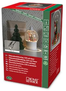 Konstsmide LED Kugellaterne, Santas, weiß, wassergefüllt, wählbare Energiefunktion, mit 5h Timer, 1 warm weiße Diode, batteriebetrieben & USB, Innen, 3 x AA 1.5V (exkl.) - 4300-200
