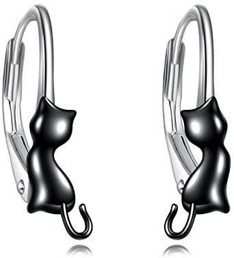 YFN Katze Ohrringe für Frauen Sterling Silber Tiere Katze Ohrstecker für Mädchen (Reif)
