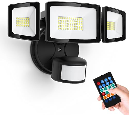 Onforu 55W LED Strahler mit Bewegungsmelder Außen Fernbedienung 5500LM, 6500K LED aussenlampe mit bewegungsmelder IP65 Wasserdicht für Garten Garage Hof Sportplatz