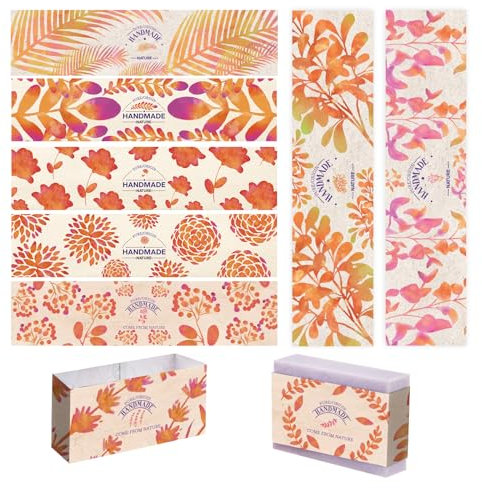 PandaHall 9 Styles Wickeletikettenband 90 Stück Pflanzen Seifenpapierverpackung Vertikale Seifenpapieranhänger Seifenband Etiketten Ärmel Abdeckungen Für Seifenlotion Bars Bad Geschenkverpackung