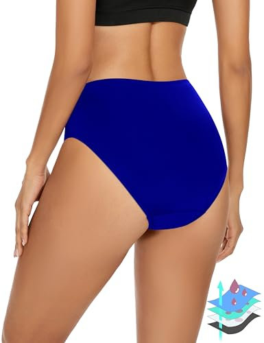 Leovqn Maillot de Bain menstruel Femme, Culotte Menstruelle Piscine UPF 50+ Bikini pour Regle Plage Slip Ado, Bleu XXS
