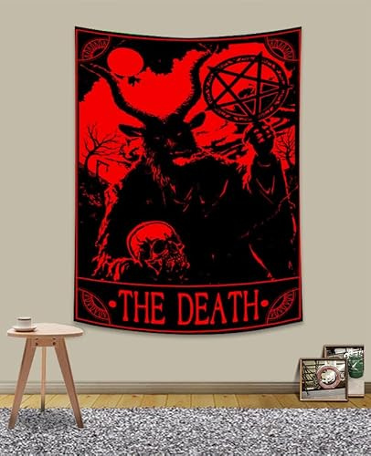 Wandbehang Schafkopf-Dämon, Nordischer Teufel, Satan, Pentagramm, Magische Anordnung Langlebig Tapisserie Chic Kunst Wandteppich Für Zimmer Hausdeko Room,130X150Cm