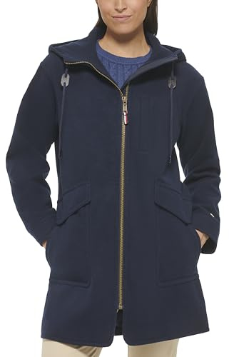 Tommy Hilfiger Damen Wollmantel mit Reißverschluss, Marineblau, XXS