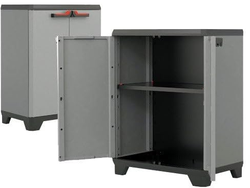 Basic Keter abschließbarer Schrank aus Kunstharz, 1 Regal und 2 Türen