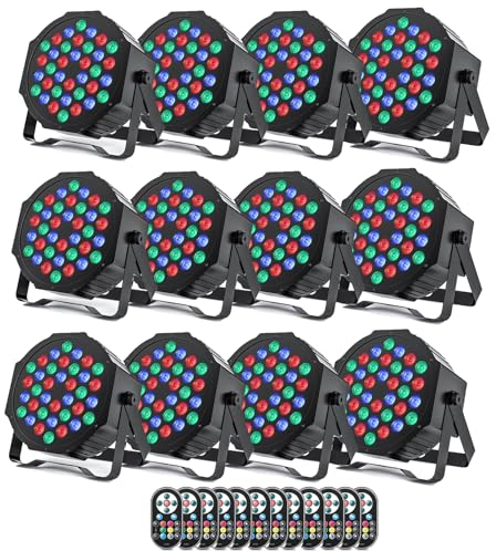 HOLDLAMP 12 Stücke 36 LED Par Scheinwerfer Bühnenlicht, RGB LED Par Strahler Party Lichter mit Fernbedienung DMX512 Discolicht für Bar DJ Show Disco Geburtstag Halloween Weihnachten