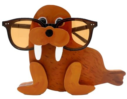 MINGZHE Porta Occhiali per Animali Intagliati in Legno Fatto a Mano Porta Occhiali per Animali in Legno Simpatico Espositore per Occhiali per Animali Home Office Decorazione Desktop Regalo(Trichechi)