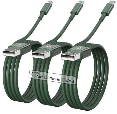 Apple MFi Certified Lightning to USB Cable, 3Pack 1M iPhone Charger, Fast Charging Wire for iPhone 13/12/11 Pro/11/XS MAX/XR/8/7/6s/6/5S/SE iPad - Green