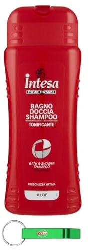 12x Intesa Pour Homme Aloe - Duschgel Shampoo, Tonisierend, Aktive Frische - 500ml + Beni Culinari Kostenloser Schlüsselanhänger