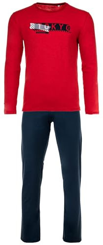 Sanetta Jungen Schlafanzug Set 2-TLG. - lang, offen, Pyjama, Kinder, Teens, Baumwolle Blau/Rot 176