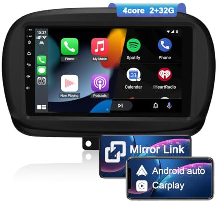 NIKOCENT 9'' Autoradio per Fiat 500X (2014-2020) con CarPlay Android Auto, Navigazione GPS Touchscreen con Bluetooth GPS WiFi FM USB EQ DPS MirrorLink Telecamera di Retromarcia (2GB+32GB)