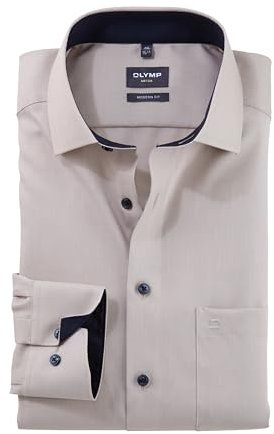OLYMP Herren Oberhemd Langarm Luxor,Natté,Luxor modern fit,19 Global Kent,Natur 22,45