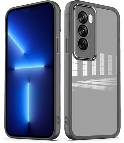 PanXCase Cover Trasparente per Oppo Reno 12 Pro - Custodia Clear con Lens Protector Ultra Sottile Morbida Antiurto con Protezione Fotocamera (Nero)