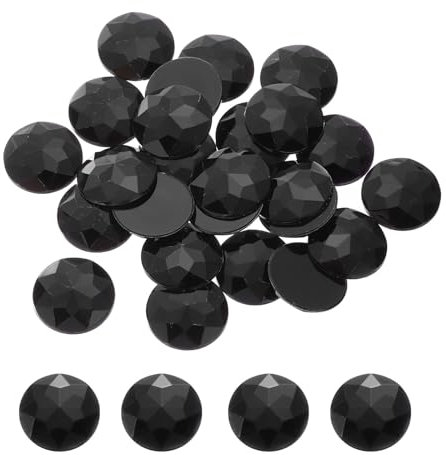 sourcing map Flat Back Round Acrylic Rhinestones,30mm Black Flatback Crystal Rhinestones for Crafts Clothes Shoes DIY Decoration Gifts 25Pcs