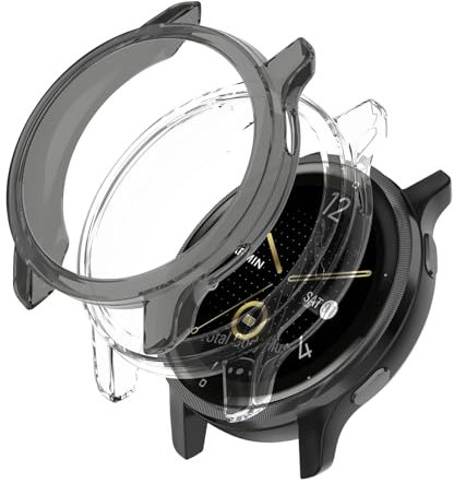 SumRioo [2 Pièces] Coque Compatible avec Garmin Venu 2S, Anti-Rayures Antichoc Ultra Mince Souple Silicone TPU Cas Compatible avec Garmin Venu 2S, Noir+Transparent