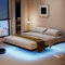 qimamo 35,6 cm schwimmendes Kingsize-Bettgestell mit intelligenten LED-Lichtern und Ladestation, moderner Metall-King-Bettgestell, einfach zu montieren, kein Boxspringbett erforderlich (King)
