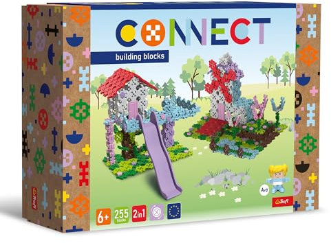 Connect- Tree House/Windmill Trefl Set 2in1, Casa sull'albero/Mulino a vento-255 Pezzi: 250 Personaggio 5 Mattoncini, Gioco Creativo per Adulti e Bambini dai 6 Anni, Multicolore, 61978
