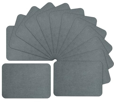 12 Stück Flicken zum Aufbügeln, Reparatur Patches Bügelflicken Selbstklebende Aufbügelflicken für Jeans und Kleidung Reparatur Hosen Taschen Loch Reparatur Flicken und Dekoration (Grau dunkel)