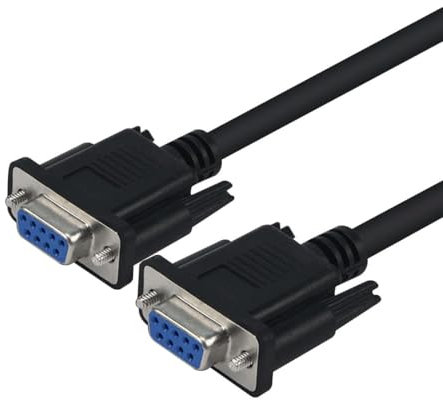 Komost DB9 RS232 Serial Null Modem Cable - 6.6ft Straight Through DB9 Serial Cable Cord Female to Female - 9 pin RS232 Null Modem Cable