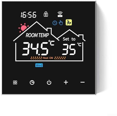 Thermostat intelligent WiFi, contrôleur de température sans fil, pour contrôle par application Tuya pour chauffage de chaudière à eau et gaz, compatible avec Alexa (WITF2-16A chauffage électrique)
