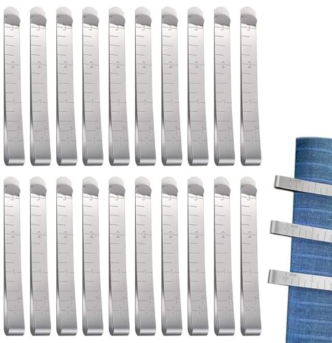20 PCS Stainless Steel Hemming Clips - 3 Inch Measurement Ruler Sewing Supplies for Fabric Pinning and Marking Accessories