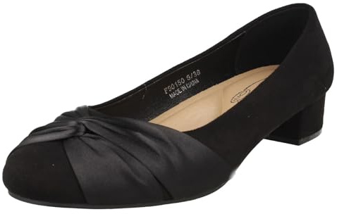 Spot On Ladies Block Heel Wide Fit Formal Satin Bow Court Shoes F9R0150